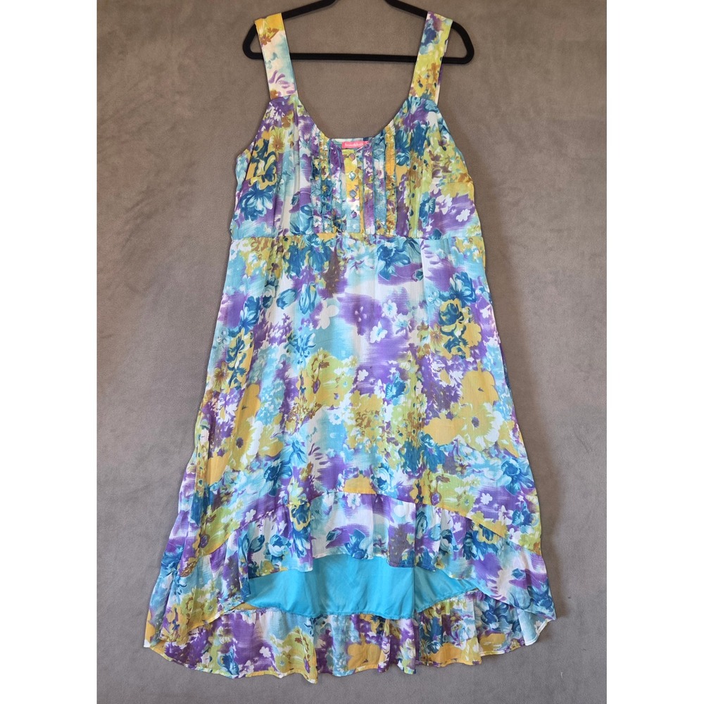 Woman Within Floral High Low Dress Women's 2X Chiffon Boho Summer Cottage